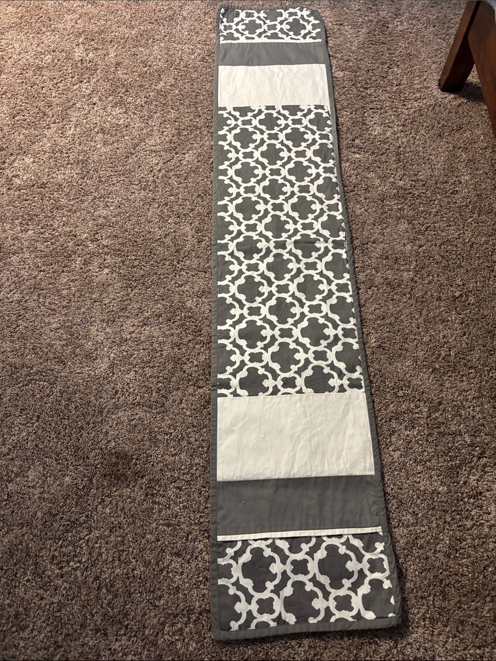 Gray and White Geometric Dining Table Runner